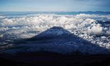 De schaduw van de berg Fuji in Japan.