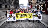 Onderwijsstaking in Amsterdam in 2020. Leraren  eisten onder meer hogere salarissen en een lagere werkdruk.