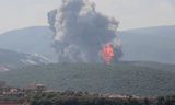 Een Israëlisch bombardement op doelen in Zuid-Libanon zondag. 