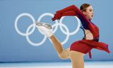 Kunstschaatsster Lindsay van Zundert tijdens de finale van de vrije kur op de Olympische Spelen in Beijing.