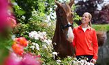 Charlotte Dujardin met haar paard  Imhotep bij de presentatie van het Britse olympisch team begin juli.