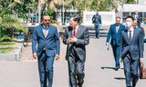 De  Ethiopische premier Abiy Ahmed en de Chinese minister van Buitenlandse Zaken Qin Gang op dinsdag in Addis Abeba. 