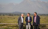 Van links naar rechts: Fed-voorzitter Jerome Powell, gouverneur van de Bank of Canada Tiff Macklem en gouverneur van de Bank of England Andrew Bailey. Jackson Hole staat bekend om de schilderachtige locatie temidden van natuurschoon in de Amerikaanse staat Wyoming. 