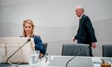 Minister Femke Wiersma en staatssecretaris Jean Rummenie,  voorafgaand aan een debat over stikstof in de Tweede Kamer. Foto BART MAAT 