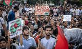 Hindoes in Dhaka protesteren tegen geweld tegen minderheden na het vertrek van premier Sheikh Hasina.