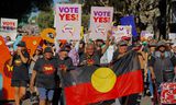 Het Yes-kamp gaat de straat op in Sydney om aarzelende kiezers te overtuigen vóór te stemmen in een referendum over het verankeren van de rechten van de Aboriginal- en Straat Torres-bevolking in de Australische grondwet, 17 september 2023.