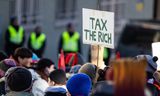  Een demonstratie voorafgaand aan de bijeenkomst van het World Economic Forum in Davos, Zwitserland.