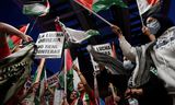 Pro-Palestijnse demonstranten bij   congres van de Democraten in Chicago. 