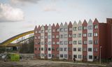 Containerwoningen aan de rand van de Utrechtse wijk Leidsche Rijn.