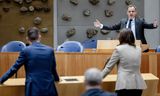 Caspar Veldkamp, minister van Buitenlandse Zaken (NSC), reageerde ongekend fel op gelekte informatie tijdens een debat over de begroting van het Ministerie van Buitenlandse Zaken. Foto Remko de Waal / ANP 