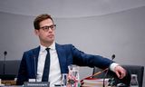 Staatssecretaris Jurgen Nobel (Participatie en Integratie, VVD) tijdens een debat.  