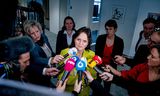 Nicolien van Vroonhoven, Femke Zeedijk en Rosanne Hertzberger geven een toelichting op het opstappen van Zeedijk en Hertzberger uit de Kamerfractie van NSC.