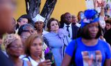 Staatssecretaris Alexandra van Huffelen van Koninkrijksrelaties (D66) tijdens een mars op Curaçao ter nagedachtenis aan slavenleider en nationale held Tula.