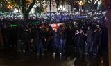 Demonstranten in het centrum van Tbilisi. 