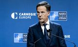 Mark Rutte, secretaris-generaal van de NAVO, donderdag tijdens zijn speech voor het internationale politieke instituut Carnegie Europe in Brussel. 