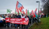 Actievoerders vorige maand tijdens een demonstratie tegen bezuinigingen in het hoger onderwijs, op het Malieveld. Foto Bart Maat