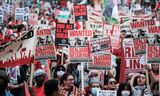 Demonstratie in Washington tegen de Israëlische premier Netanyahu, bij diens bezoek aan de Verenigde Staten afgelopen zomer.