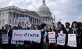 Demonstratie in maart 2023 in Washington tegen het op handen zijnde TikTok-verbod. 