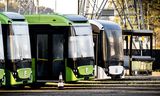 Elektrische bussen op het terrein van het noodlijdende Ebusco in Venray, vorige maand.  