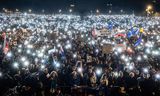 Demonstratie tegen de regering van premier Robert Fico, onder het motto ‘Slowakije is Europa. Genoeg van Rusland’, 24 januari in Bratislava.   
