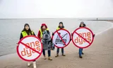 Een demonstratie tegen het gaswinningsproject van ONE-Dyas op het Duitse waddeneiland Borkum begin vorig jaar. 