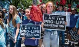 Anti-abortusdemonstranten bij het regeringsgebouw van Texas in Austin, 29 mei 2021. De in mei getekende abortuswet trad op 1 september in werking.