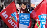 In Amsterdam werd in maart 2024 de Feminist March gelopen, vanwege Internationale Vrouwendag.Foto Kim van Dam/ANP/HH