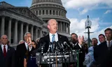 Kevin Roberts, directeur van The Heritage Foundation, geeft een persconferentie op Capitol Hill in Washington. Foto Getty Images