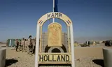 Het Nederlandse Kamp Holland in Tarin Kowt, Afghanistan. Veel veteranen klagen over de trage afhandeling van hun schadevergoeding. 