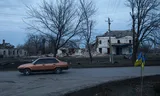 Een verwoest gebouw na een recente Russische aanval op het dorp Novopavlivka, gelegen op 15 km van de frontlinie in de regio Dnipro.