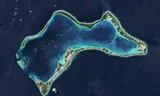 Diego Garcia, het grootste eiland van de Chagos-archipel in de Indische Oceaan, op een satellietfoto uit 2013. 