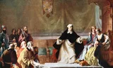 Verdrijving van de joden door Ferdinand en Isabella, koning en koningin van Spanje, 1492 Beeld Getty Images