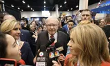 Warren Buffett  tijdens de jaarlijkse bijeenkomst van aandeelhouders in  Omaha (VS), in 2019.  