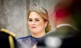 Prinses Amalia tijdens het staatsbanket met koning Felipe en koningin Letizia in het Koninklijk Paleis.