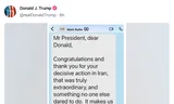 Begin van het bericht van Rutte aan Trump, dat de laatste op Truth Social plaatste.