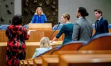 Minister Reinette Klever (Buitenlandse Handel en Ontwikkelingshulp, PVV) tijdens het debat over de begroting.