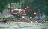 Hulpdiensten bij de Guadalupe-rivier in de Amerikaanse staat Texas.