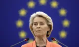 Commissievoorzitter Ursula von der Leyen tijdens het debat over de motie van wantrouwen in het Europees Parlement. Foto GUILLAUME HORCAJUELO/EPA 