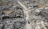 Ruïnes in Rafah, in het zuiden van Gaza. Foto Mohammed Salem/Reuters  