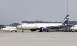 Een Airbus A321-211 van Aeroflot gestrand in Genève nadat het luchtruim werd gesloten voor Russische vluchten kort na de invasie van Oekraïne in 2022. 